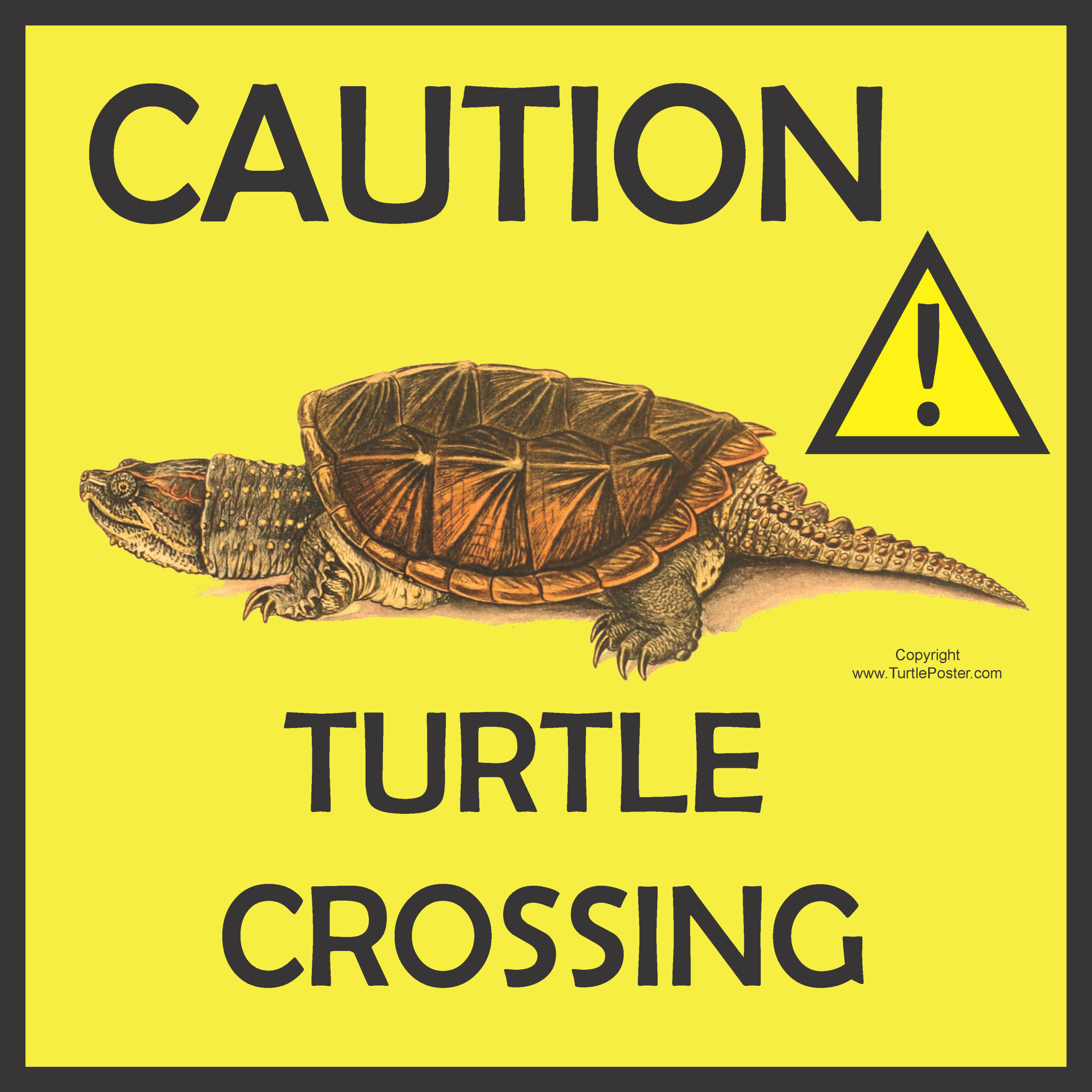 Caution Snapping Turtle Crossing Sign